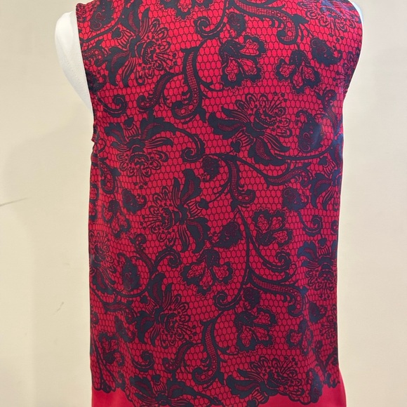 Halogen Red & Black Sateen Floral Print Sleeveless. Tie In Front Sz XS. - Picture 7 of 13